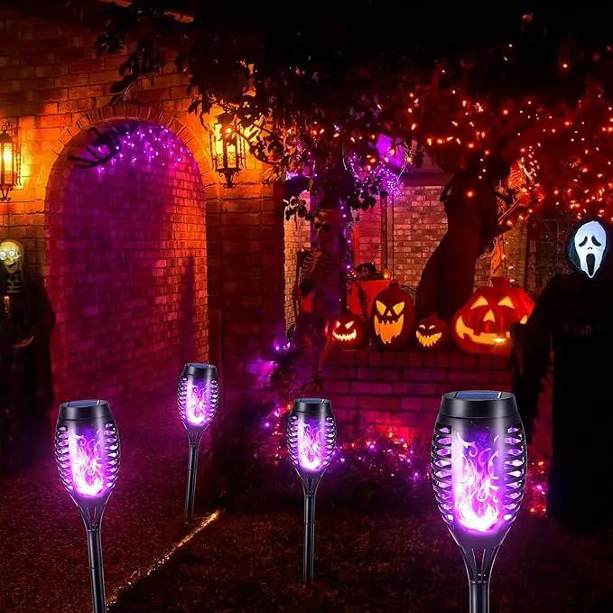 Toodour Solar Torch Flame Lights, 12 Pack Outdoor Flickering Flame Waterproof Pathway Lights Landscape Decoration for Garden, Lawn, Yard - Purple by GreenHaven Gardens