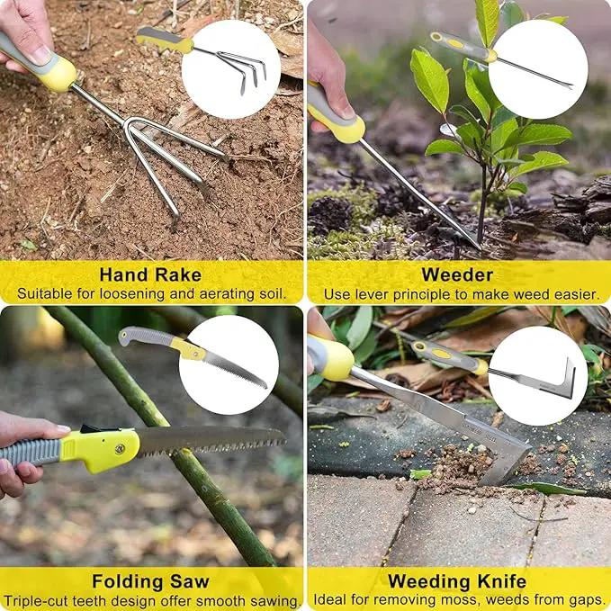 Garden Tool Set, Carsolt 10 Piece Stainless Steel Heavy Duty Gardening Tool Set for Digging Planting Pruning Gardening Kit with Durable Bag Gloves Gift Box Ideal Garden Gifts for Women Men by GreenHaven Gardens