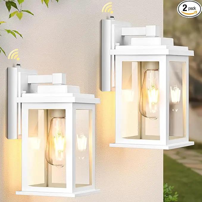 VIANIS White Outdoor Wall Lights, 2 Pack Dusk to Dawn Exterior Lighting Fixtures, Modern Outside Lights for hHouse,Porch, Garage, Doorway Waterproof, Weather Resistant,Hardwired, Non-Solar by GreenHaven Gardens