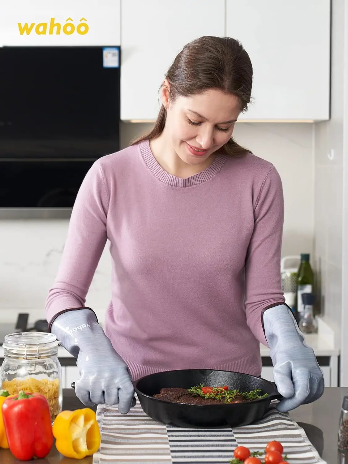 LANON Protection Wahoo Liquid Silicone Smoker Oven Gloves, Food-Contact Grade, Heat Resistant Gloves for Cooking, Grilling, Baking, Purple, XXL/11 by GreenHaven Gardens