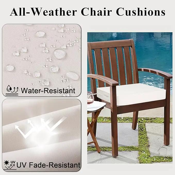 Outdoor Chair Cushions Set of 2 for Patio Furniture 24x24x4 Inch Waterproof Patio Chair Cushion 3 Year Color Fastness Square Elastic Foam Garden Sofa Couch Pads with Ties and Handle,Beige by GreenHaven Gardens