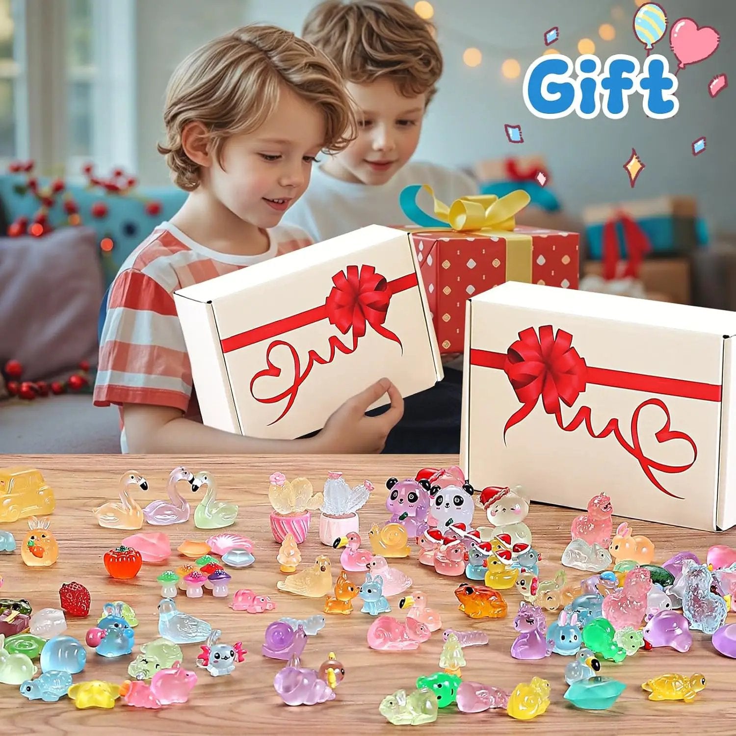 130pcs Luminous Mini Resin Animals Figures to Hide Miniature Figurines Glow in The Dark for Miniature Fairy Garden Accessories Micro Landscape Aquarium Ornaments Kit Dollhouse Decor Crafts by GreenHaven Gardens