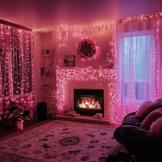 TW SHINE Christmas Lights, 20FT 100 Count Incandescent Mini Christmas Tree Light, Waterproof Xmas String Lights for Outdoor Indoor Home Party Yard Decorations, Pink by GreenHaven Gardens