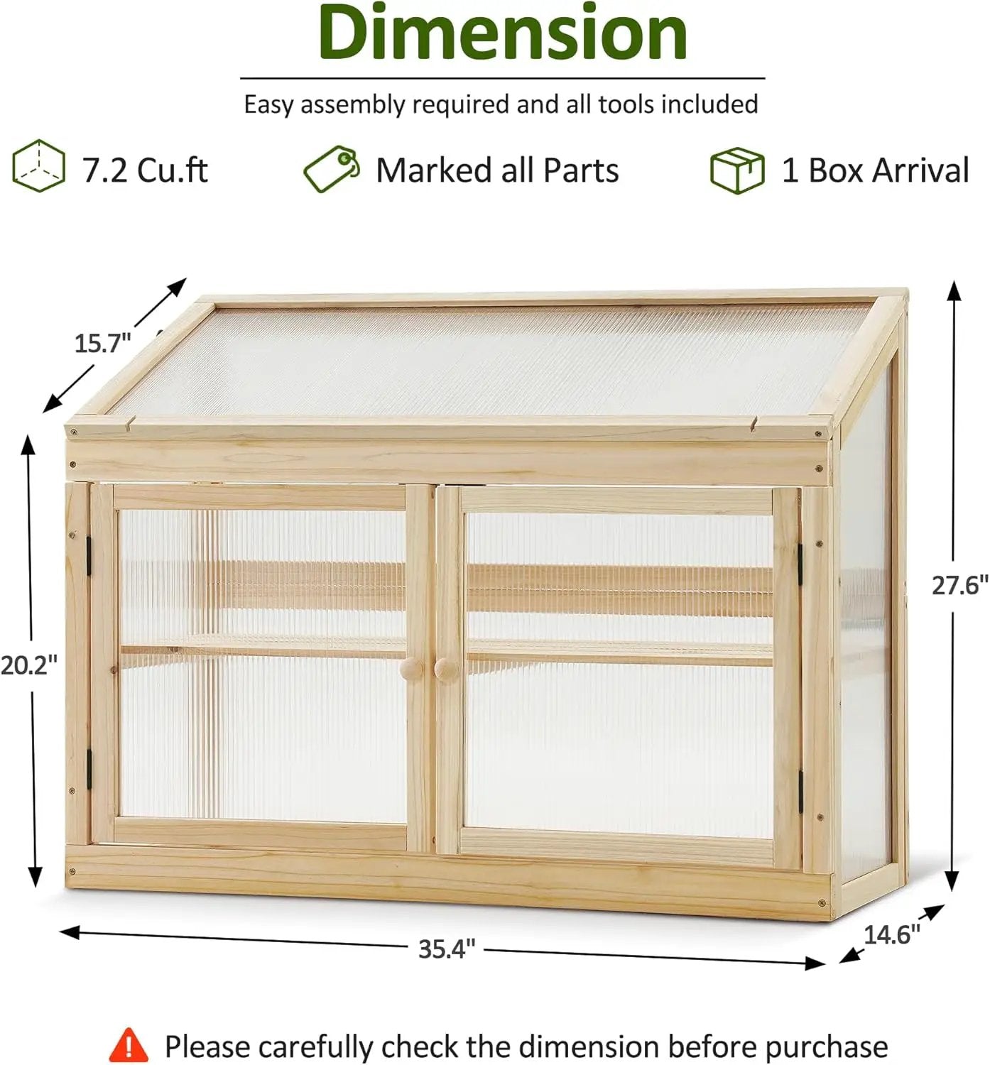 MCombo 2-Tier Wooden Cold Frame Garden Greenhouse Raised Flower Planter Shelf Bed Protection 6057-0160 (Natural) by GreenHaven Gardens