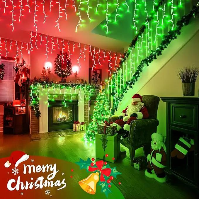 JMEXSUSS 400 LED Christmas Icicle Lights Outdoor, Red & Green Halloween Icicle Lights Clear Wire,Connectable String Lights Plug in for Christmas Party Outdoor Eaves Home Xmas Decorations by GreenHaven Gardens