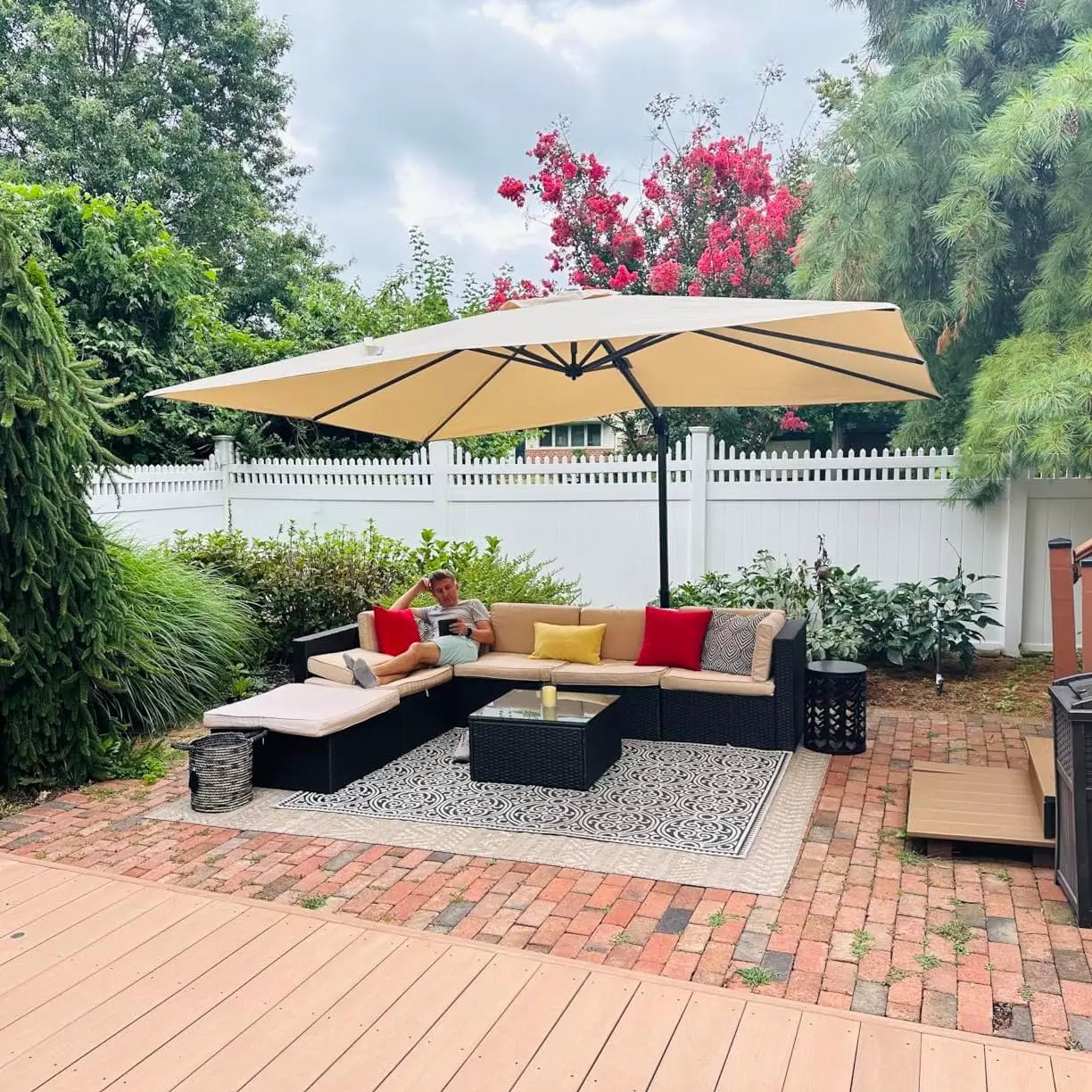 PURPLE LEAF 10 Feet Patio Umbrella Outdoor Cantilever Square Umbrella Aluminum Offset Umbrella with 360-degree Rotation for Garden Deck Pool Patio, Beige by GreenHaven Gardens