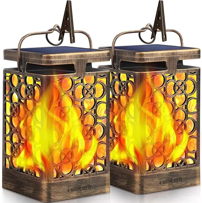 TomCare Solar Lights Upgraded Solar Lantern Flickering Flame Outdoor Hanging Lantern Decorative Lighting Solar Powered Waterproof LED Flame Umbrella Lights for Patio Garden Deck, 2 Pack(Bronze) by GreenHaven Gardens