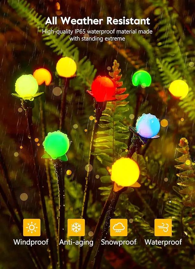 Brightown Solar Garden Lights Outdoor- 4 Pack 48 LED Solar Firefly Lights with 7 Colors Changing, Sway by Wind, Waterproof Solar Outdoor Lights, Solar Lights for Outside Yard Walkway by GreenHaven Gardens