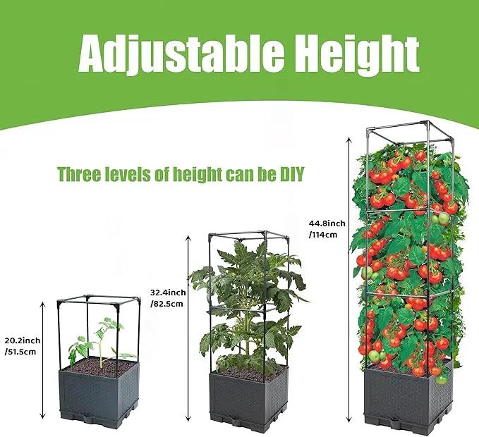 Sunnyglade 2 Pcs Raised Garden Bed Planter Box with Trellis, 44” Tomato Trellis Planter for Various Vine Climbing Plants Vegetables Detachable Frame for Outdoor Indoor Terrace by GreenHaven Gardens