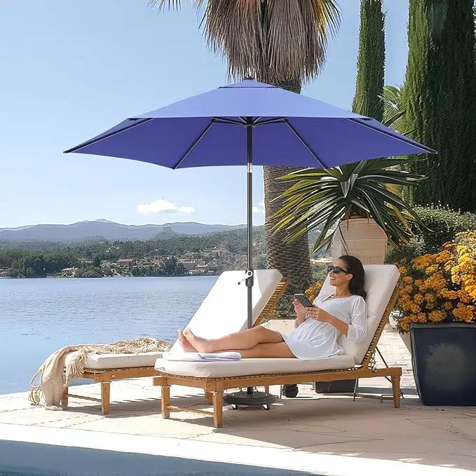 CROWN SHADES 9 Ft Patio Umbrella - Polyester Outdoor Umbrella with 30° Push Button Tilt, Patented Edge Connection Windproof Design for Patio, Pool, Garden & Table, UV Resistent by GreenHaven Gardens