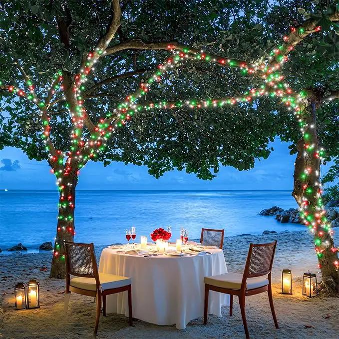 JMEXSUSS Connectable Red White and Green Christmas Lights, 8 Modes 100 LED Twinkle String Lights Indoor, Clear Wire Plug-in String Lights Outdoor Waterproof by GreenHaven Gardens