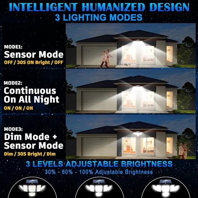 Solar Motion Sensor Flood Lights Outdoor - 496LEDs 3500LM 3 Lighting Modes 3 Levels Brightness, 6 Heads 360° Illumination, IP65 Solar Security Lights,for Porch Yard Patio Garage(2 Packs) by GreenHaven Gardens