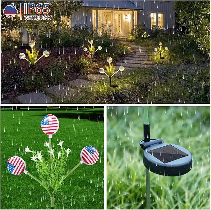 Solar Lights Outdoor Waterproof, 2 Pack American Flag Garden Lights for Yard,Garden,Patio,Pathway Decoration, Landscape Ambient Lighting for Festival,Holiday,Party,Christmas Gifts New Year Decorations by GreenHaven Gardens