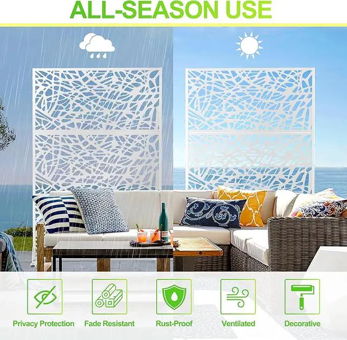 Outdoor Privacy Screen,72" H×47" W Metal Privacy Screen, Freestanding Privacy Fence Panels for Patio by GreenHaven Gardens
