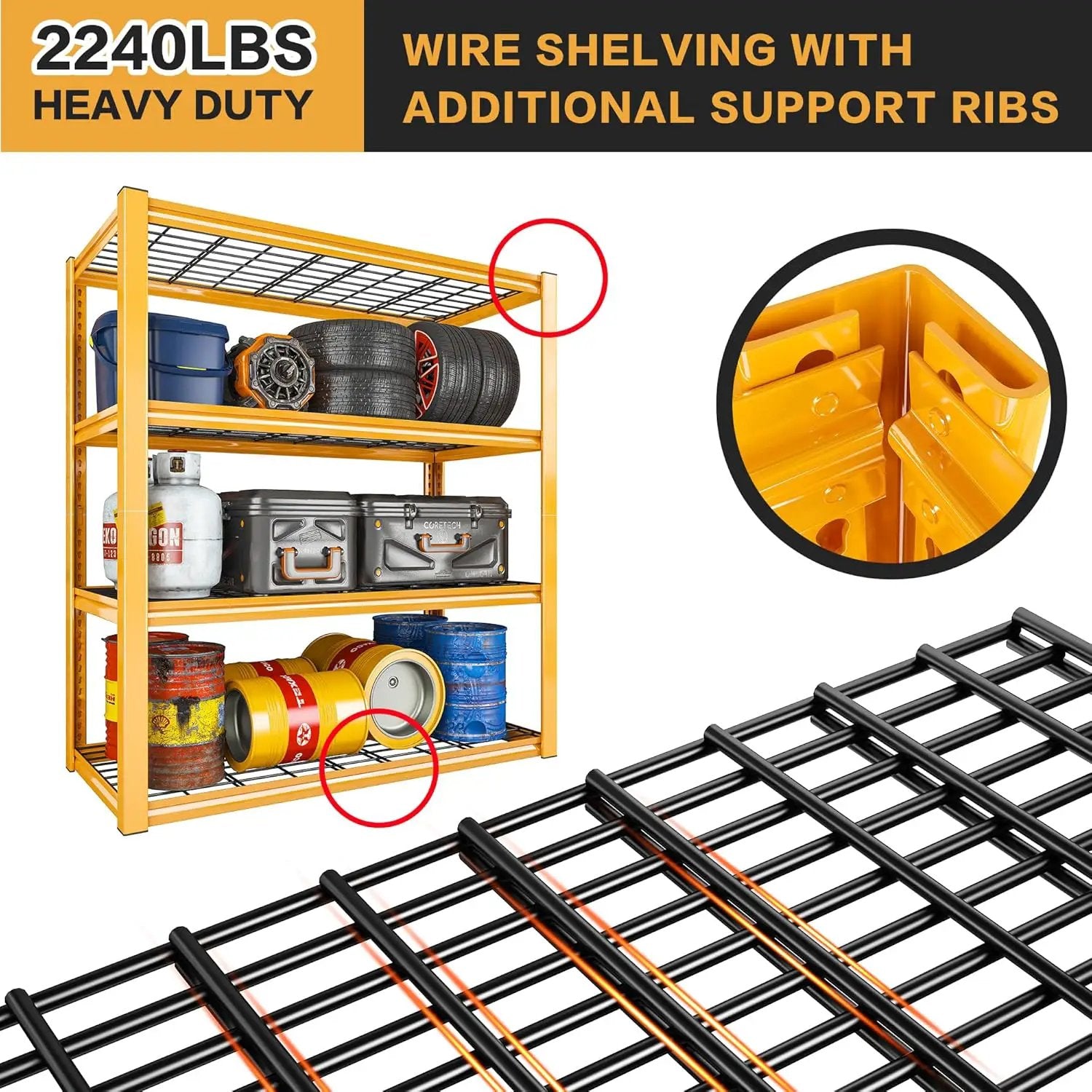 REIBII 40" W Garage Shelving 2240 LBS Storage Shelves Adjustable Heavy Duty Shelving 4 Tier Metal Shelves for Storage 59.5"H Metal Shelf for Pantry Basement Warehouse 40"W × 19.5"D × 59.5"H, 2 Pack by GreenHaven Gardens