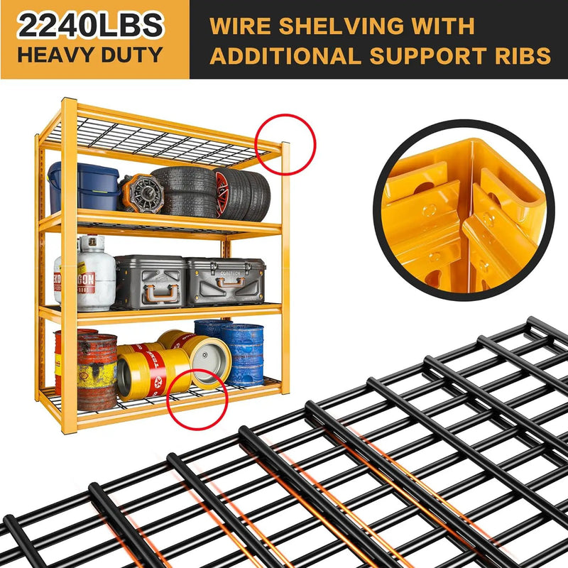 REIBII 40" W Garage Shelving 2240 LBS Storage Shelves Adjustable Heavy Duty Shelving 4 Tier Metal Shelves for Storage 59.5"H Metal Shelf for Pantry Basement Warehouse 40"W × 19.5"D × 59.5"H, 3 Pack by GreenHaven Gardens