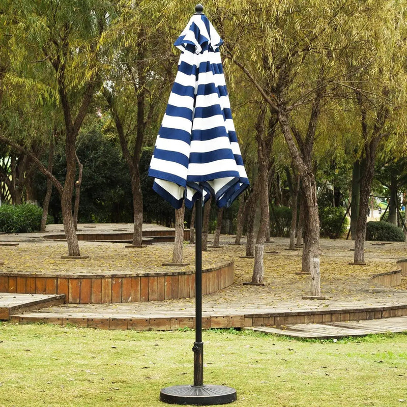 Sunnyglade 9' Patio Umbrella Outdoor Table Umbrella with 8 Sturdy Ribs (Blue and White) by GreenHaven Gardens