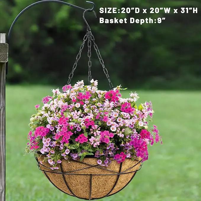 4 Pack 20 Inch Hanging Planters Baskets for Outdoor Plants Extra Large Deep Hanging Baskets with Natural Coconut Liner Flower Pots for Porch Balcony Garden Decor by GreenHaven Gardens