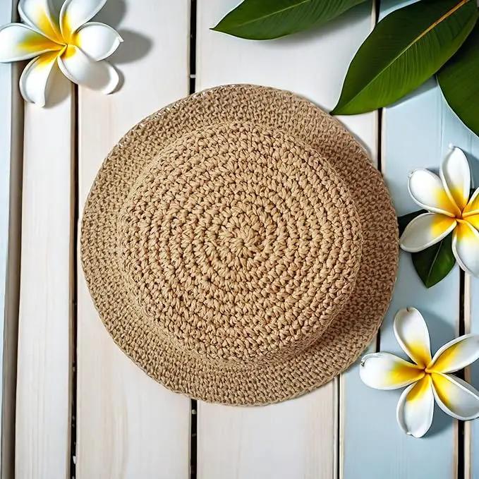 Floppy Big Beach Straw Hats for Women Foldable Summer Wide Brim Packable Sun Hat Womens Travel Straw Fedora Hat by GreenHaven Gardens