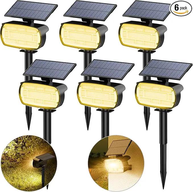Fabrito Solar Spot Lights Outdoor 136 LEDs, Large Area Lighting Solar Lights Outdoor, 6 Pack IP65 Waterproof Landscape Spotlights Auto On/Off for Yard, Garden, Pathway, Plants,Tree (Warm White) by GreenHaven Gardens