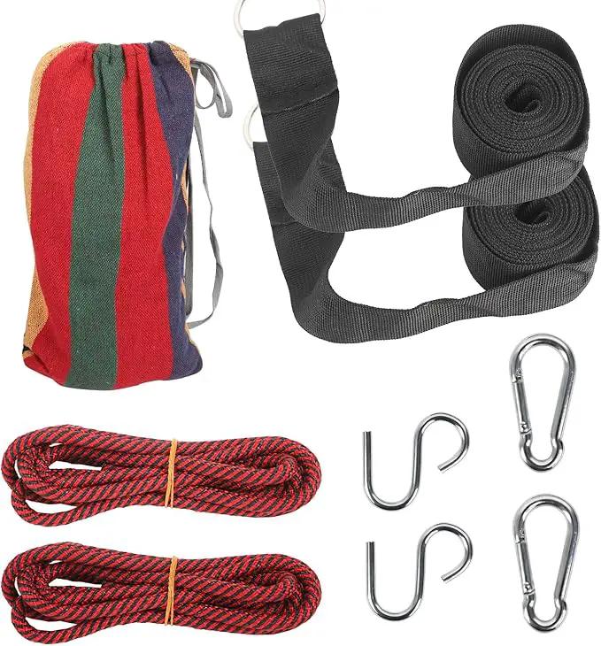 Durable Hammocks 660 Lbs Capacity, Camping Essentials Hiking Gear Accessories Max 2 X Tree Straps & Carabiners & Duckbilled Buckle & Thicker Rope & Portable Carrying Bag Included (red) by GreenHaven Gardens