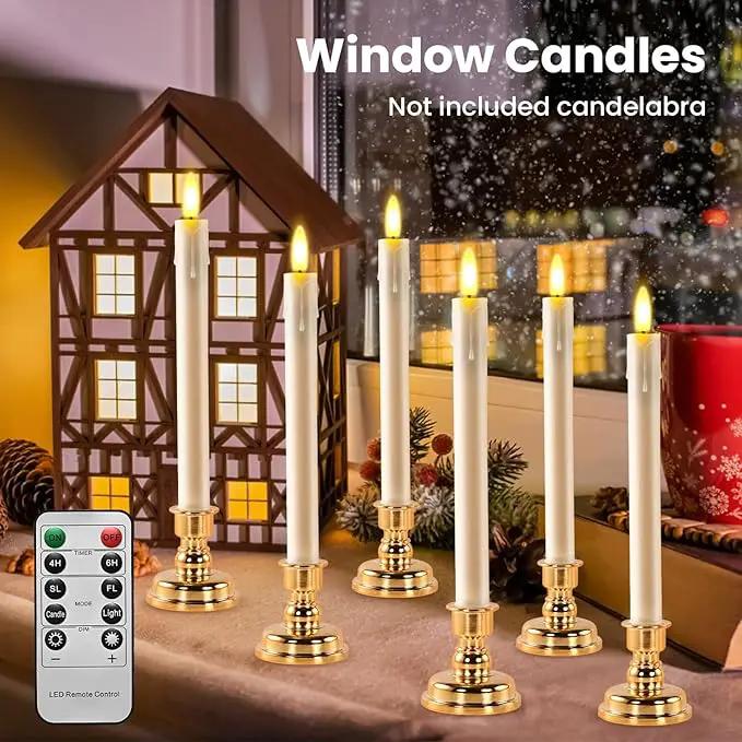 JOSU 6 Pack Flameless Candles with Remote Control Timer, Flickering LED Taper Candles Battery Operated, Christmas Window Light for Candleholder for Home Decor Thanksgiving Wedding Decoration by GreenHaven Gardens