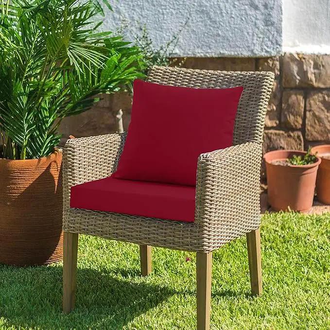 Outdoor Cushions for Patio Furniture, Waterproof Outdoor Chair Cushion w/Fade-Resistant, Removable & Machine-Washable Cover, 22x22 Inch, Deep Seat Sofa/Couch Pad Replacement – Set of 1/2/4, Burgundy by GreenHaven Gardens