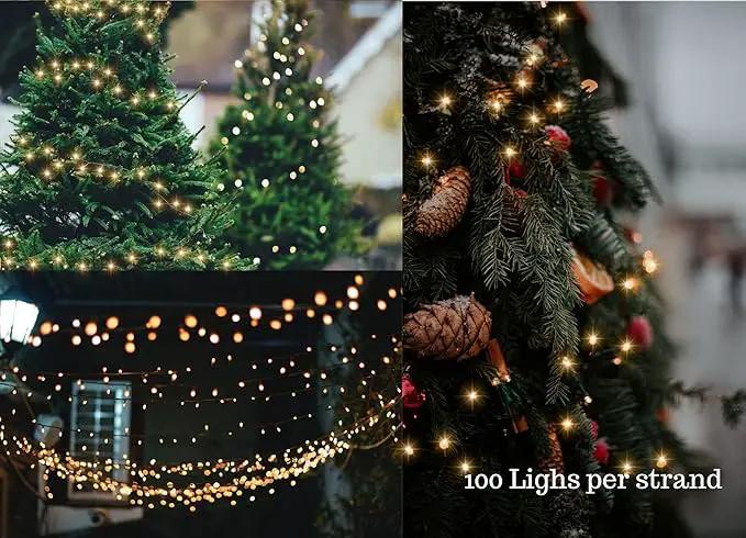 Soft Magic Twinkle Christmas String Lights 100 LED (Warm White) 36 FT, Plug in, Connectable Waterproof Green Wire, Decorations Indoor Outdoor Patio Yard Garden Wedding by GreenHaven Gardens