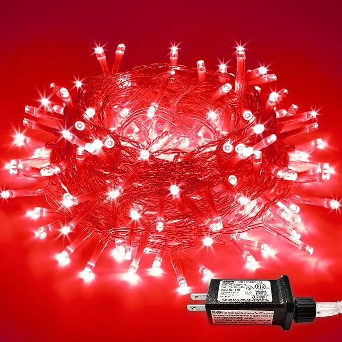 JMEXSUSS Red Christmas Lights Clear Wire, 66ft 200 LED Red Christmas String Lights Outdoor Indoor Plug in, 8 Modes Red String Twinkle Fairy Lights for Room Party Tree Decorations by GreenHaven Gardens