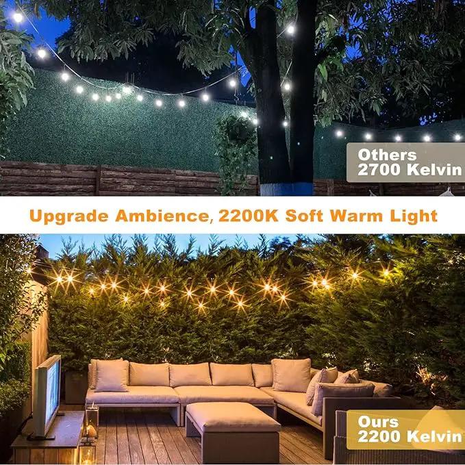Achin Outdoor String Lights 48FT Dimmable Warm 2200K LED Patio Lights Outdoor Waterproof with 16 Plastic Bulbs Shatterproof String Lights for Outside Deck Gazebo Bistro Lights by GreenHaven Gardens