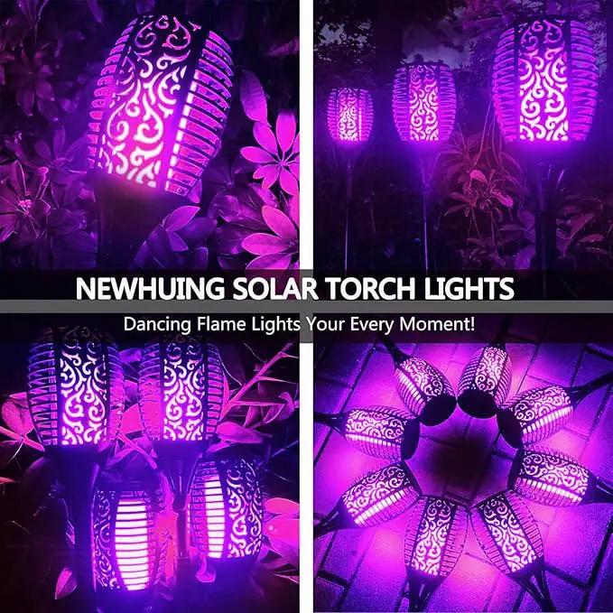 4PCs Halloween Solar Torch Lights Outdoor, 43in 96 LED, Waterproof Landscape Garden Pathway Light with Purple Vivid Dancing Flickering Flames, Auto On/Off Dusk to Dawn for Halloween Lights Decoration by GreenHaven Gardens