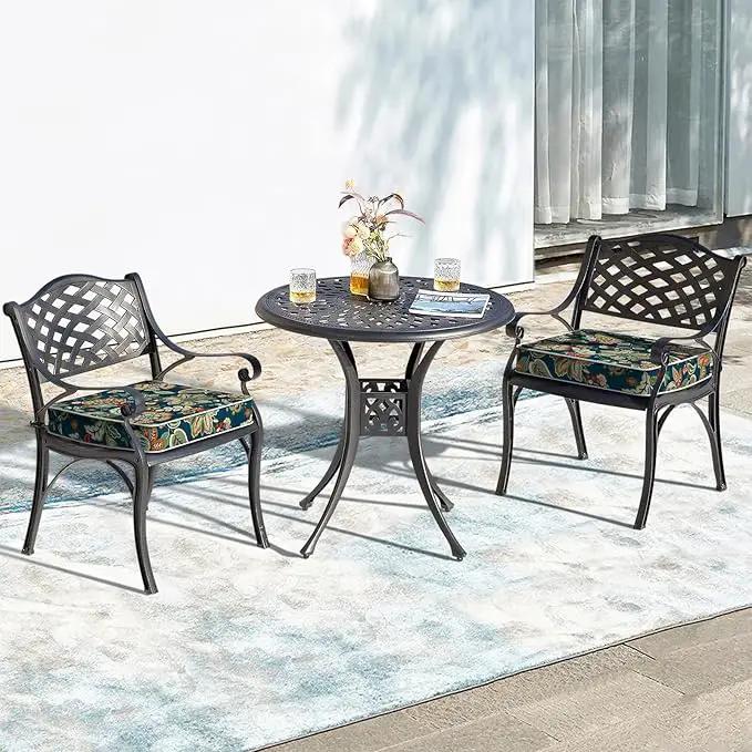 LVTXIII Patio Chair Cushions 22"x22"x3", Water-Repellent Outdoor Seat Cushions for Patio Furniture, Square Chair Pads with Ties for Home Garden Decoration, Set of 2, Peacock Blue by GreenHaven Gardens