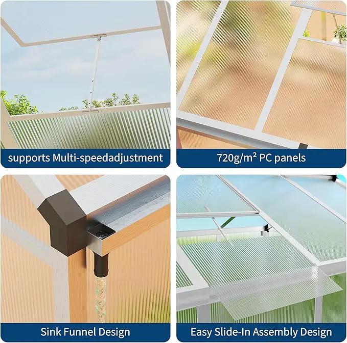 6 x 6 FT Greenhouse, Greenhouses for Outside, Polycarbonate Greenhouse with Aluminum Frame, Lockable Door and Ajustable Roof Vent for Backyard, Green Houses for Outside Garden Backyard, Patio by GreenHaven Gardens