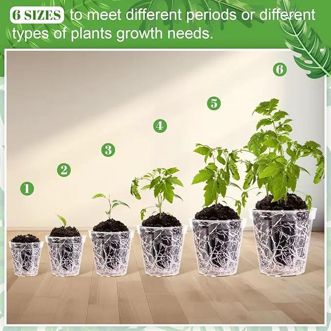 Vesici Large Size Clear Nursery Pots Variety Pack Plant Pots with Drainage Holes Planters for Indoor Plants Flexible Transparent Plastic Plant Bottle Succulents(6 Pcs,4/5/6/7/8/9 Inch) by GreenHaven Gardens