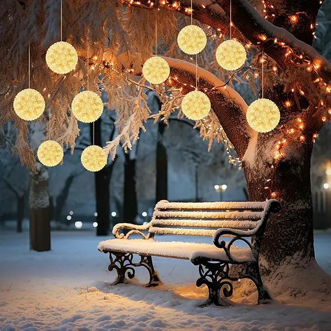Christmas Hanging Starlight Sphere Light, 7.5” 100 Replaceable LED Bulbs with Add-On Plug, LED Sphere Lights for Trees Party Wedding Patio Indoor Outdoor Decorations, Warm White by GreenHaven Gardens