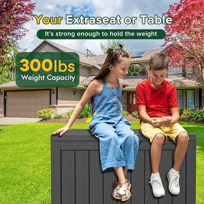 45 Gallon Outdoor Storage Box Waterproof Lockable Resin Deck Box Large, Patio Storage Bin for Pool Accessories Cushion Furniture, Garden Tools, UV-Resistant Outside Delivery Black by GreenHaven Gardens