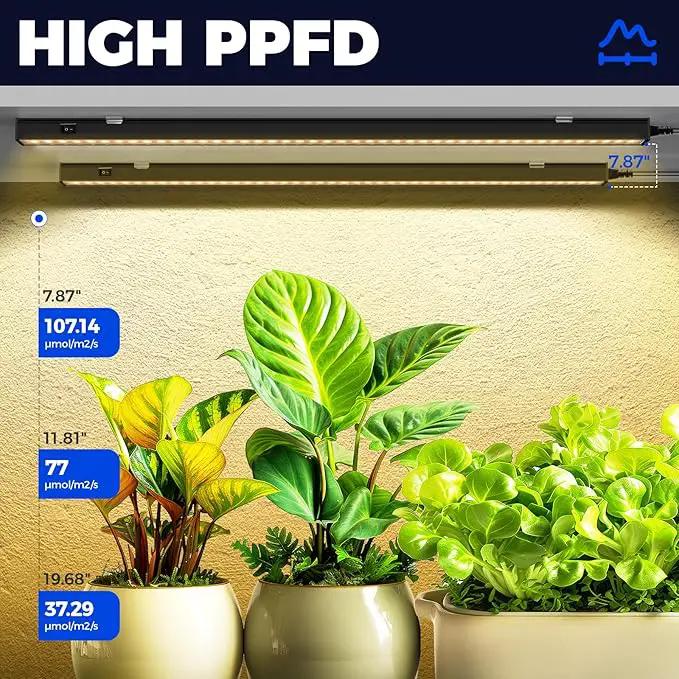 Barrina T5 Grow Lights for Indoor Plants, 2FT 40W (4 X 10W) Magnetic Installation, Full Spectrum Grow Light Strip with Individual Switch, Grow Lamp with Black Cover, Plug and Play, Yellow, 4 Packs by GreenHaven Gardens