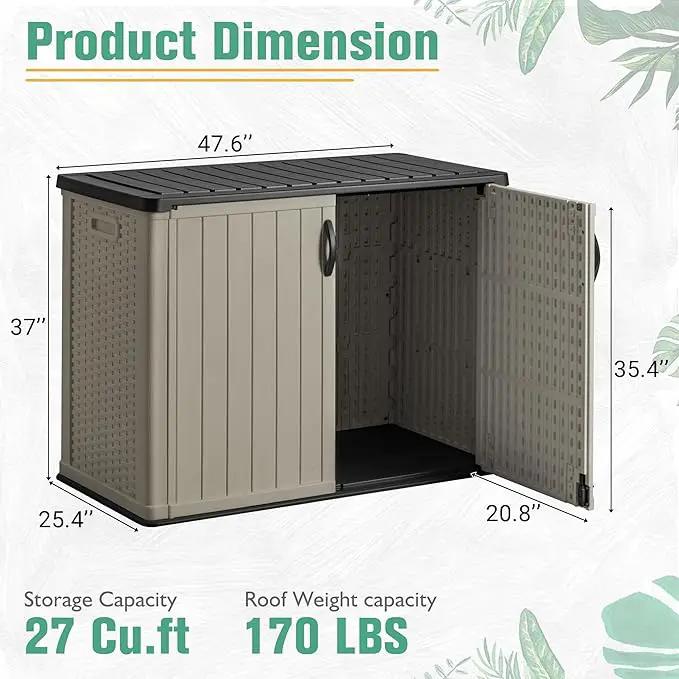 Greesum Outdoor Horizontal Storage Sheds 27 Cu.ft Resin Large Storaged Box Weather Resistance, Without Shelf, Easy to Assemble, Prefect for Garden, Patios, Backyards, Beige by GreenHaven Gardens