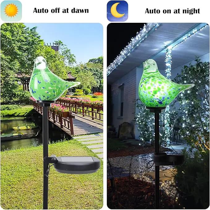 Afirst Solar Outdoor Lights Decorative Hummingbird Garden Stake Handblown Glass Stakes Outdoors Waterproof for Garden Pathway Decoration 2 Packs by GreenHaven Gardens