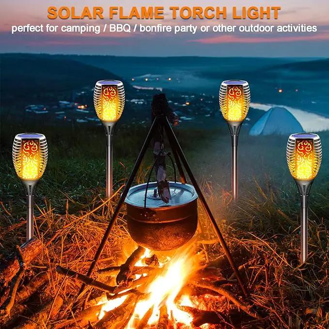 Solar Torch Lights Outdoor, Realistic Flickering Flame Solar Tiki Torches, 3-in-1 Fire Effect Hanging Lanterns with Detachable Hook, Auto On/Off for Garden, Pathway Lighting (4 Pack) by GreenHaven Gardens
