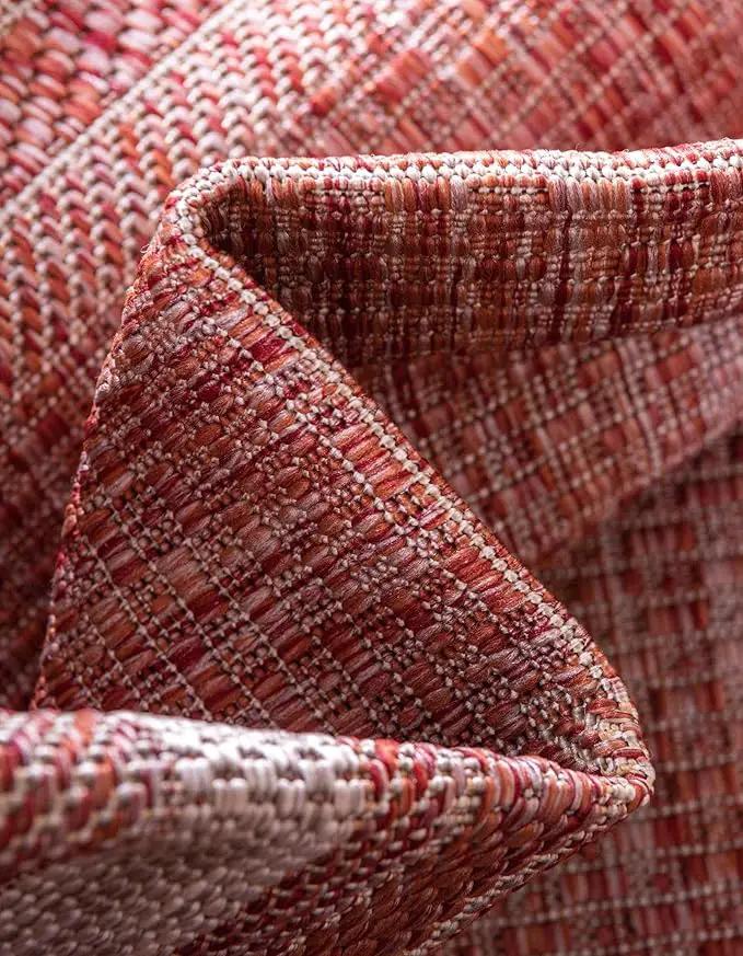 Unique Loom Outdoor Border Collection Area Rug - Soft Border (13'Square, Rust Red/ Ivory) by GreenHaven Gardens