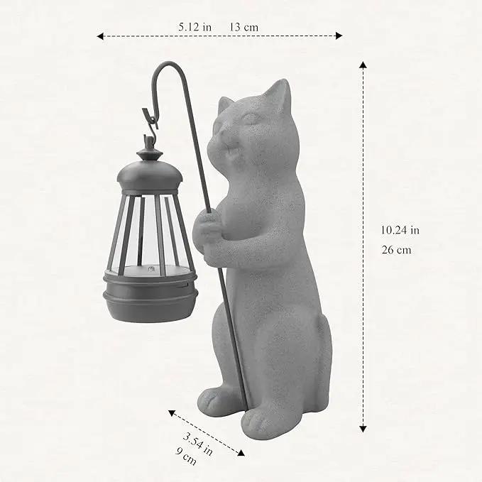 Solar Cat Garden Statue 10 Inch Porch Patio Decor for Outside Yard Decoration Outdoor Unique Housewarming Gardening Birthday Gifts for Cat Lovers Women Grandma by GreenHaven Gardens