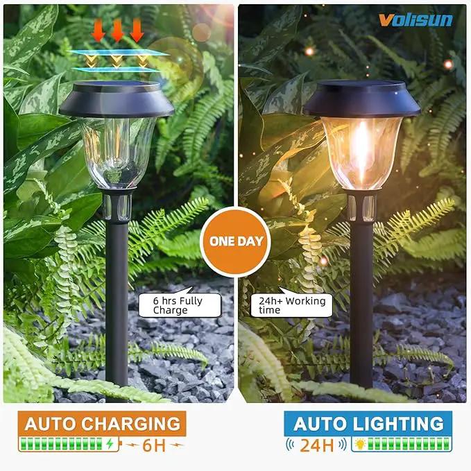 Solar Pathway Lights,12 Pack LED Solar Lights Outdoor Waterproof,3200K Landscape Lighting,2 Brightness Mode Solar Path Lights,Landscape Lights,Solar Garden Lights for Yard Lawn Walkway Driveway by GreenHaven Gardens