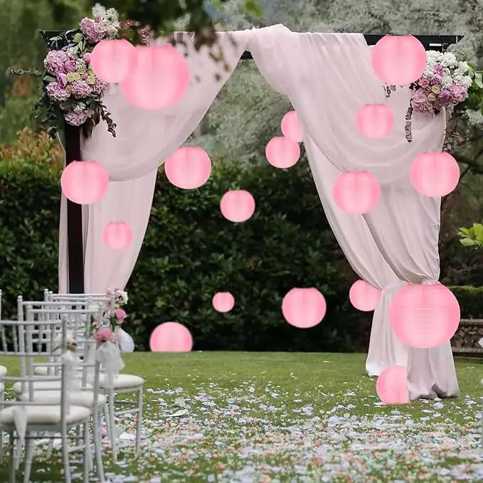 KNONEW 10 Pack Outdoor Silk Lanterns Decorative, 10inch Waterprooof Outside Indoor Chinese Hanging Round Lanterns for Weddings, Birthdays, Parties Decoration (Pink) by GreenHaven Gardens