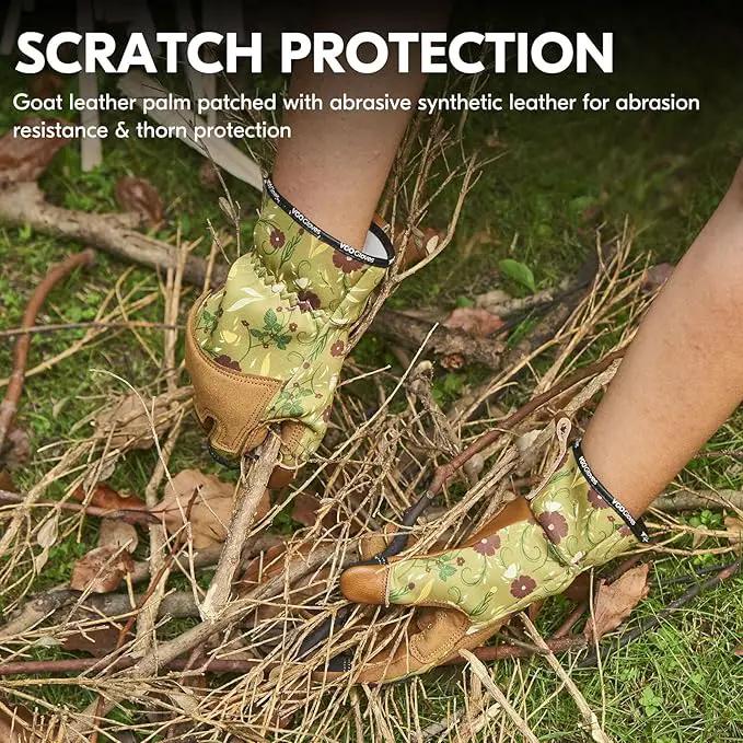 Vgo... 1Pair Gardening Gloves for Women, Goatskin leather Thorn Proof Working Gloves for Weeding, Digging, Raking, Pruning and Planting,Touchscreen (M,Light Green,GA7471) by GreenHaven Gardens