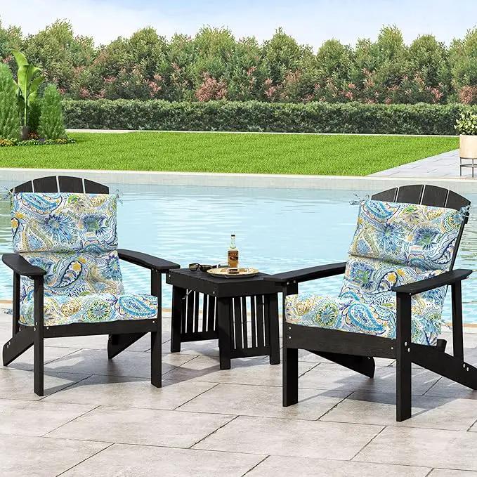 LVTXIII 2 Pack Outdoor/Indoor High Back Chair Cushions, Deep Seat Patio Seat and Back Cushion Set, Stuffed High Rebound Foam Rocking Chair Cushions, 44”x22”x4”, Paisley Blue by GreenHaven Gardens