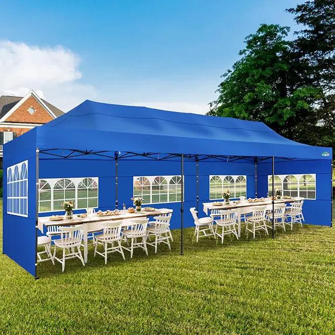 COBIZI 10x30 Pop up Canopy Tent 10x30 Canopy with Sidewalls, Heavy Duty Party Tent Tents for Parties, Foldable UPF 50+ Waterproof Commercial Easy up Canopy with Wheeled Bag, Blue(Frame Upgraded) by GreenHaven Gardens