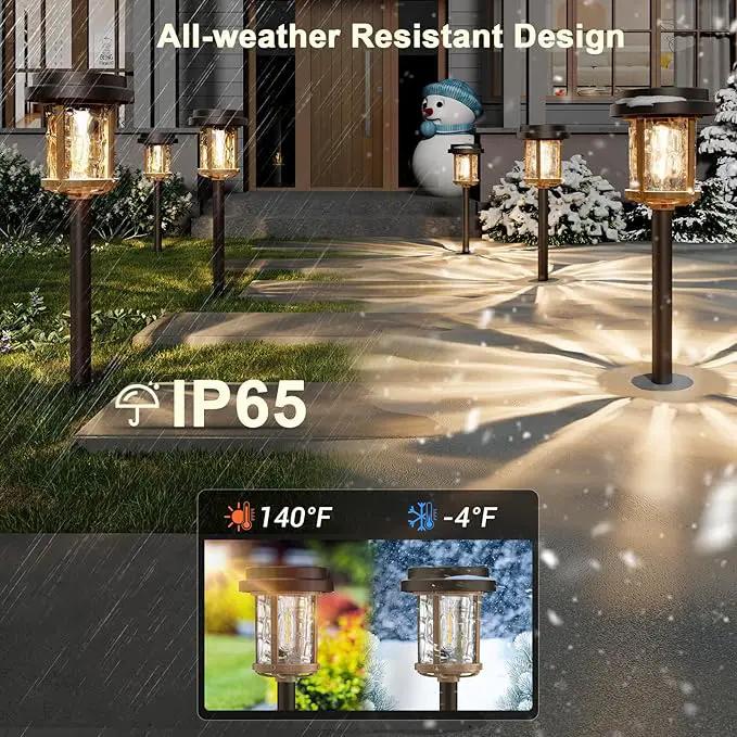 XMCOSY+ Solar Pathway Lights, Dual-Tone Solar Lights Outdoor Waterproof IP65, 20 LM LED Bright Glass Outside Light for Garden Path Yard Walkway Driveway (‎Black & Brown) by GreenHaven Gardens