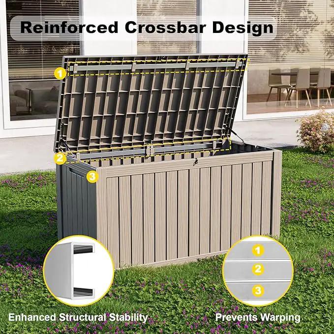 DRATO 150 Gallon Outdoor Storage Box, Large Waterproof Deck Box, Lockable Resin Storage Container with Reinforced Support for Patio Cushions, Garden Tools, UV-Resistant Outdoor Chest by GreenHaven Gardens