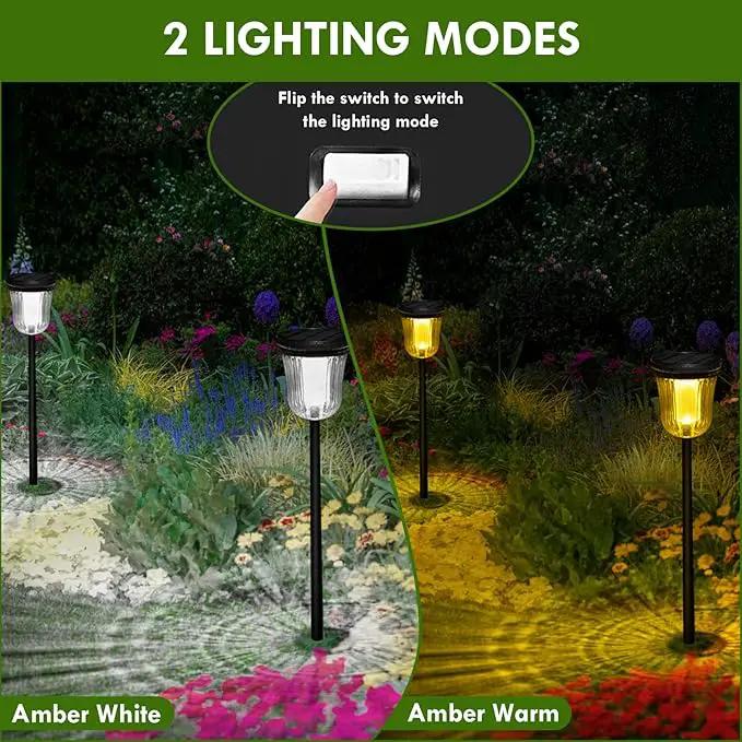Solar Pathway Lights Super Bright 200 lumens with 2-in-1 Warm White and Daylight Modes, Solar Lights Outdoor Waterproof for Yard, Path, Sidewalk, Driveway or Walk Way Light(2 Pack) by GreenHaven Gardens